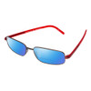 Profile View of Porsche Design P8125-D-57 Designer Polarized Reading Sunglasses with Custom Cut Powered Blue Mirror Lenses in Dark Gun Metal & Red Unisex Rectangle Full Rim Titanium 57 mm
