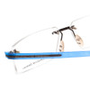 Close Up View of Porsche Design P8153-E-58 Designer Bi-Focal Prescription Rx Eyeglasses in Gun Metal & Crystal Blue Unisex Rectangle Rimless Stainless Steel 58 mm