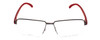 Front View of Porsche Design P8272-D-57 Designer Progressive Lens Prescription Rx Eyeglasses in Satin Black Gun Metal&Matte Red Unisex Square Semi-Rimless Titanium 57 mm