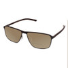 Profile View of Porsche Design P8285-A-56 Designer Polarized Reading Sunglasses with Custom Cut Powered Amber Brown Lenses in Satin Black Gun Metal&Matte Deep Red Unisex Square Full Rim Titanium 56 mm