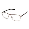 Profile View of Porsche Design P8285-C-56 Designer Reading Eye Glasses with Custom Cut Powered Lenses in Gun Metal Silver&Matte Grey Unisex Square Full Rim Titanium 56 mm