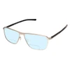 Profile View of Porsche Design P8285-D-56 Designer Progressive Lens Blue Light Blocking Eyeglasses in Gun Metal Silver&Matte Black Unisex Square Full Rim Titanium 56 mm