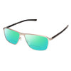 Profile View of Porsche Design P8285-D-56 Designer Polarized Reading Sunglasses with Custom Cut Powered Green Mirror Lenses in Gun Metal Silver&Matte Black Unisex Square Full Rim Titanium 56 mm