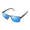 Profile View of Porsche Design P8291-A-55 Designer Polarized Reading Sunglasses with Custom Cut Powered Blue Mirror Lenses in Gun Metal Grey&Gloss Black Unisex Square Full Rim Titanium 55 mm