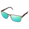 Profile View of Porsche Design P8291-C-55 Designer Polarized Reading Sunglasses with Custom Cut Powered Green Mirror Lenses in Satin Brown&Matte Marble Horn Unisex Square Full Rim Titanium 55 mm
