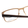 Close Up View of Porsche Design P8291-D-55 Designer Reading Eye Glasses with Custom Cut Powered Lenses in Satin Copper&Gloss Brown Marble Horn Unisex Square Full Rim Titanium 55 mm