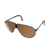 Profile View of Porsche Design P8480-C-66 mm Folding Aviator Sunglasses Satin Black/Amber Brown