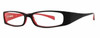 Profile View of Calabria Vivid 738 Designer Blue Light Blocking Glasses in Black Red Ladies 54mm
