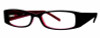 Profile View of Calabria Vivid 747 Designer Blue Light Blocking Glasses in Black Red Ladies 52mm