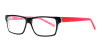 Profile View of Calabria Soho by Vivid 1017 Designer Blue Light Glasses in Black & Crystal Red