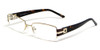 Profile View of Calabria Viv 5012 Designer Blue Light Blocking Glasses Gold Tortoise Rectangle