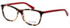 Profile View of Calabria Viv 848 Designer Blue Light Blocking Glasses in Demi-Red Square 53mm