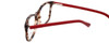 Close Up View of Calabria Viv 848 Designer Blue Light Blocking Glasses in Demi-Red Square 53mm