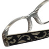 Close Up View of Calabria Designer Blue Light Blocking Glasses 854 Ebony Unisex Acetate Oval 60mm