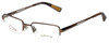 Profile View of Orvis Designer Blue Light Blocking Glasses Streamline Light-Brown 47mm Rectangle