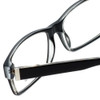 Close Up View of Big&Tall Designer Blue Light Blocking Glasses 3 in Black Crystal Acetate 60mm