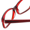 Close Up View of Ecru Designer Blue Light Block Glasses Beck-005 Red 53mm Unisex Rectangle 53mm