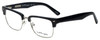 Profile View of Ernest Hemingway Designer Blue Light Block Glasses H4828 Shiny Black Silver 53mm