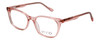 Profile View of Vivid Designer Progressive Blue Light Glasses 912 Rose Pink Clear Ladies 51 mmm