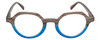 Front View of Calabria Elite Designer Blue Light Block Glasses Hexagon Round R207 46mm in Blue