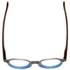 Top View of Calabria Elite Designer Blue Light Block Glasses Hexagon Round R207 46mm in Blue
