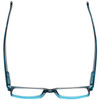 Top View of Calabria Jordan 2 Rectangular Designer Blue Light Block Glasses 50mm in Rad Blue