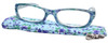 Front and Case View of Calabria Dora Round&Oval Designer Blue Light Blocking Glasses 50 mm in Blueberry
