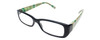 Profile View of Calabria Beth Rectangular Designer Blue Light Blocking Glasses 50 mm Lime Green