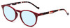 Profile View of Calabria MDR8003 Designer Progressive Lens Blue Light Blocking Eyeglasses in Maroon Red Crystal Spot Unisex Oval Full Rim Acetate 47 mm