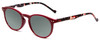 Profile View of Calabria MDR8003 Designer Polarized Reading Sunglasses with Custom Cut Powered Smoke Grey Lenses in Maroon Red Crystal Spot Unisex Oval Full Rim Acetate 47 mm