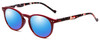 Profile View of Calabria MDR8003 Designer Polarized Reading Sunglasses with Custom Cut Powered Blue Mirror Lenses in Maroon Red Crystal Spot Unisex Oval Full Rim Acetate 47 mm