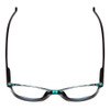 Top View of Calabria MDR8004 Designer Reading Eye Glasses with Custom Cut Powered Lenses in Teal Green Tortoise Crystal Black Fade Ladies Cateye Full Rim Acetate 49 mm
