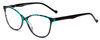Profile View of Calabria MDR8004 Designer Blue Light Blocking Eyeglasses in Teal Green Tortoise Crystal Black Fade Ladies Cateye Full Rim Acetate 49 mm