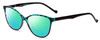 Profile View of Calabria MDR8004 Designer Polarized Reading Sunglasses with Custom Cut Powered Green Mirror Lenses in Teal Green Tortoise Crystal Black Fade Ladies Cateye Full Rim Acetate 49 mm