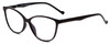 Profile View of Calabria MDR8004 Designer Progressive Lens Blue Light Blocking Eyeglasses in Gloss Black Ladies Cateye Full Rim Acetate 49 mm
