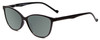 Profile View of Calabria MDR8004 Designer Polarized Sunglasses with Custom Cut Smoke Grey Lenses in Gloss Black Ladies Cateye Full Rim Acetate 49 mm