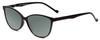 Profile View of Calabria MDR8004 Designer Polarized Reading Sunglasses with Custom Cut Powered Smoke Grey Lenses in Gloss Black Ladies Cateye Full Rim Acetate 49 mm