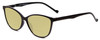 Profile View of Calabria MDR8004 Designer Polarized Reading Sunglasses with Custom Cut Powered Sun Flower Yellow Lenses in Gloss Black Ladies Cateye Full Rim Acetate 49 mm