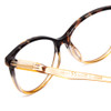 Close Up View of Calabria MDR8004 Designer Bi-Focal Prescription Rx Eyeglasses in Tortoise Fade Amber Crystal Ladies Cateye Full Rim Acetate 49 mm