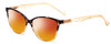 Profile View of Calabria MDR8004 Designer Polarized Sunglasses with Custom Cut Red Mirror Lenses in Tortoise Fade Amber Crystal Ladies Cateye Full Rim Acetate 49 mm