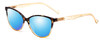 Profile View of Calabria MDR8004 Designer Polarized Sunglasses with Custom Cut Blue Mirror Lenses in Tortoise Fade Amber Crystal Ladies Cateye Full Rim Acetate 49 mm
