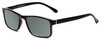 Profile View of Calabria L2007 Designer Polarized Sunglasses with Custom Cut Smoke Grey Lenses in Gloss Black Mens Square Full Rim Acetate 54 mm