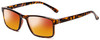 Profile View of Calabria L2007 Designer Polarized Sunglasses with Custom Cut Red Mirror Lenses in Tortoise Havana Brown Gold Mens Square Full Rim Acetate 54 mm