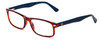 Profile View of Ann Taylor ATR010 Designer Blue Light Blocking Eyeglasses in Tortoise Havana Brown Gold Navy Blue Ladies Rectangle Full Rim Acetate 53 mm