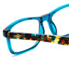 Close Up View of Ann Taylor ATR010 Designer Bi-Focal Prescription Rx Eyeglasses in Crystal Teal Blue Marble Tortoise Ladies Rectangle Full Rim Acetate 53 mm