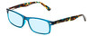 Profile View of Ann Taylor ATR010 Designer Progressive Lens Blue Light Blocking Eyeglasses in Crystal Teal Blue Marble Tortoise Ladies Rectangle Full Rim Acetate 53 mm