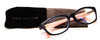 Top View of Ann Taylor ATR020 Designer Single Vision Prescription Rx Eyeglasses in Matte Navy Blue Blush Crystal Pink Ladies Cateye Full Rim Acetate 52 mm
