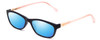 Profile View of Ann Taylor ATR020 Designer Polarized Sunglasses with Custom Cut Blue Mirror Lenses in Matte Navy Blue Blush Crystal Pink Ladies Cateye Full Rim Acetate 52 mm
