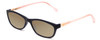 Profile View of Ann Taylor ATR020 Designer Polarized Sunglasses with Custom Cut Amber Brown Lenses in Matte Navy Blue Blush Crystal Pink Ladies Cateye Full Rim Acetate 52 mm