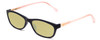 Profile View of Ann Taylor ATR020 Designer Polarized Reading Sunglasses with Custom Cut Powered Sun Flower Yellow Lenses in Matte Navy Blue Blush Crystal Pink Ladies Cateye Full Rim Acetate 52 mm